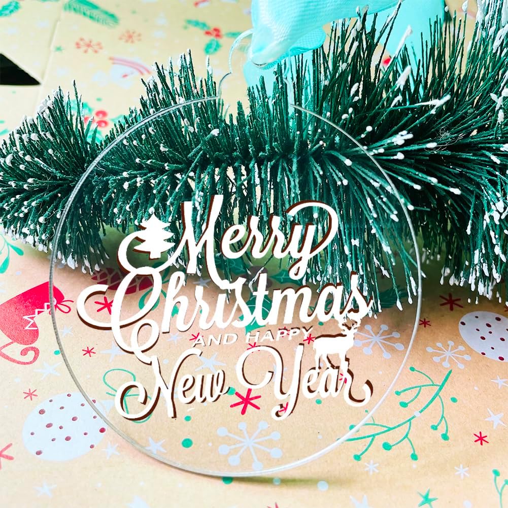 20pcs 3 Inch Clear Blank Acrylic Ornaments - Unfinished Round Acrylic Christmas Hanging Ornaments for Tree Decoration DIY Craft