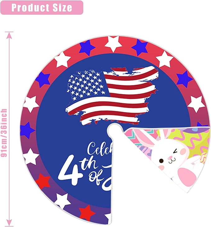Easter Tree Skirt 4th of July Tree Skirt 36 Inch American Flag Day Memorial Day Double Sided Print Mat Independence Day Easter Christmas Holiday Party Decoration