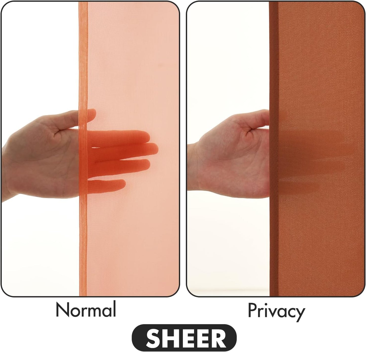 MIULEE Terracotta Privacy Sheer Curtains That Let Light in 90 Inches Long Non-See-Through Semi Sheer Curtain Light Filtering Window Curtains Drapes for Living Room Bedroom 2 Panels Set 42 X 90
