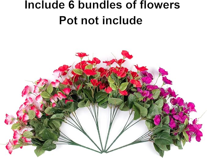 Hibiscus Artificial Flowers Plants for Outdoors Decoration, 6 Bundles Silk Hibiscus Bouquet Tropical Flowers Artificial Realistic UV Resistant Fake Flowers for Outside Planter Porch Patio Balcony, Mix