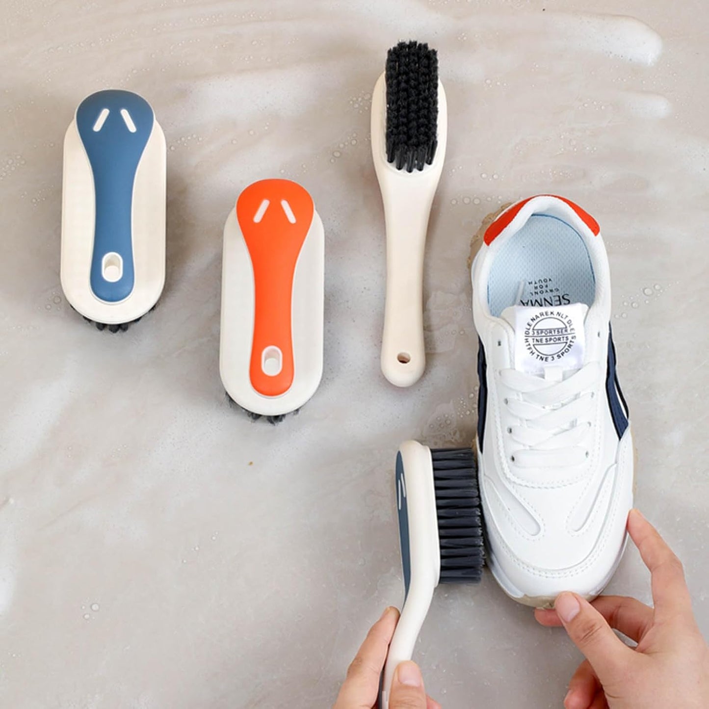 Soft Bristle Scrub Cleaning Brush Stain Remover Brush Fabric Cleaning Brush Laundry Brush Small Scrub Brush Cleaner Household Cleaning Brushes for Carpet, Clothes, Bathroom,Sneaker-2 Pack (Blue)