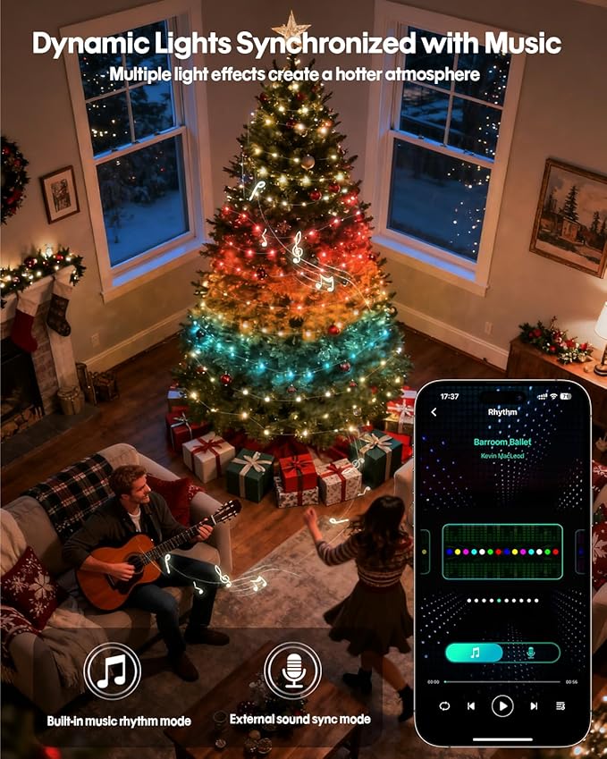 Color Changing Globe String Lights, 16.4ft Smart Fairy String Lights with APP Control, Mini Ball LED Twinkle Lights Hanging for Indoor Outdoor Bedroom Party Garden Camping Christmas Decor