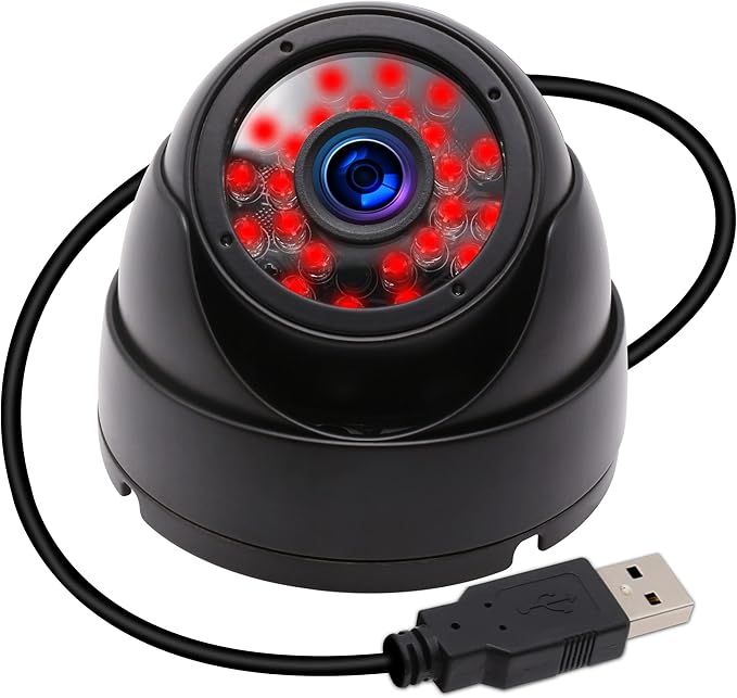 MMlove USB Dome Camera 720P 30FPS Waterproof Night Vision Camera with IR Cut & IR LED,USB Surveillance Security Camera Plug&Play Outdoor/Indoor Metal Housing PC Webcam