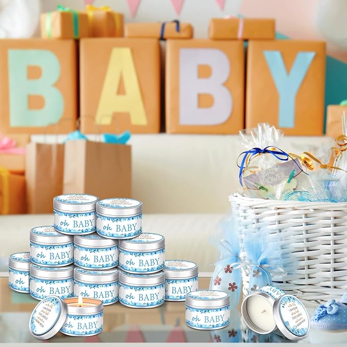 Funtery 12 Pcs Baby Shower Party Favors for Guests Baby Shower Candles Lavender Scented Candle Rustic Tealights Candles Gender Reveal Return Gifts(Buds)