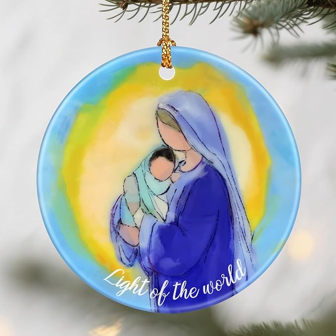 Virgin Mary and Jesus Ornament, Christmas Ornaments: Christmas Tree Decorations, Holiday Decor, Stocking Stuffers, Gift Ideas, Xmas Gift, Christian Gifts & Religion Gifts