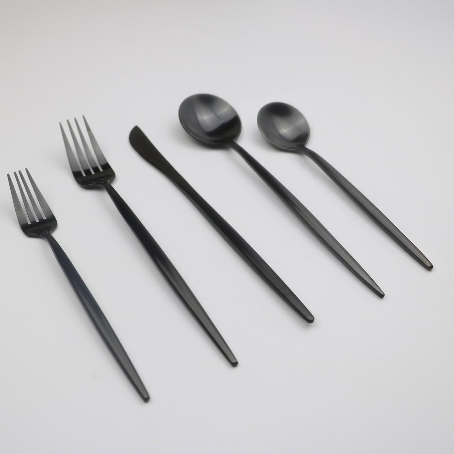 5-Pieces Luxury Black 18/10 Stainless Steel Flatware Set, Matte Finish, Service for 1