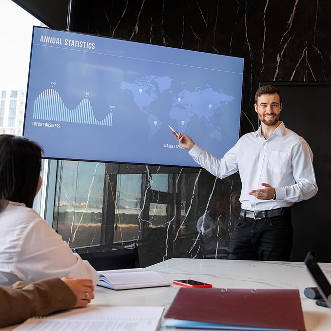 55" Interactive Touchscreen Monitor, Smart Board 4K Display with Wall Mount, Android 11 Smart Touch Screen Presentation Electronic Whiteboard for Office & Classroom, RAM 2G & ROM 32G