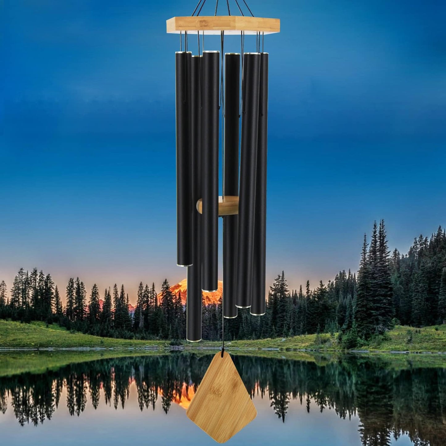 Wind Chimes Outdoor Large Deep Tone, 36 Inches Sympathy WindChimes Outdoor Memorial Windchime for Mom/Housewarming/Christmas, Black Wind Chime for Outside Garden, Patio, Home Decor