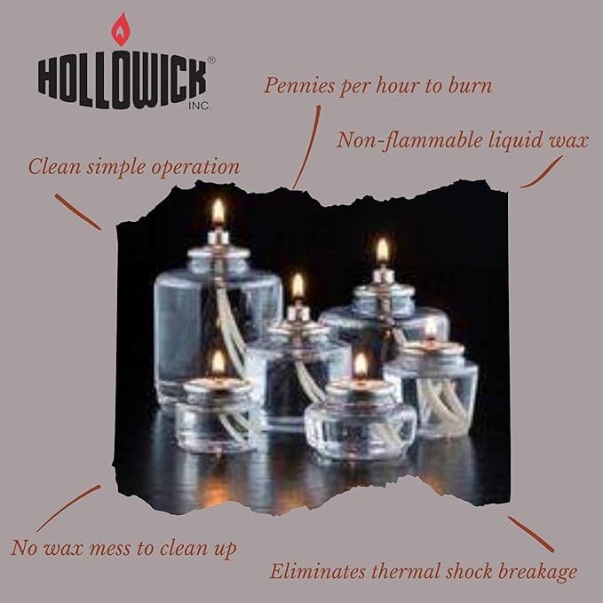 Hollowick Disposable Liquid Candles, 12 Hour, for Use in Glass Votive Tealight Lamp Holders, Restaurant Wedding Table Top Lights, Child Resistant Closures, 144 Pieces, Clear Fuel Oil HD12TALL