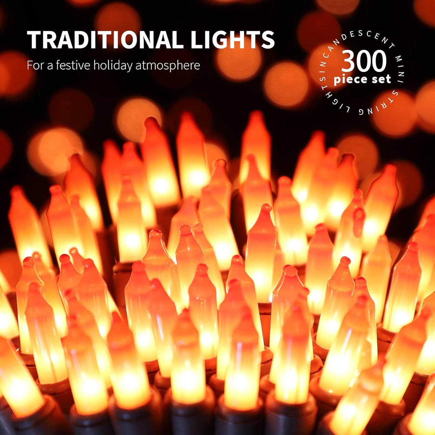 300LIGHTS(2*150L) ORANGE Extra-Bright With End Connectors Halloween Decorative Lights 19.44m UL Certified Mini String Light Set Waterproof for Halloween Home Garden Christmas Tree Party Patio