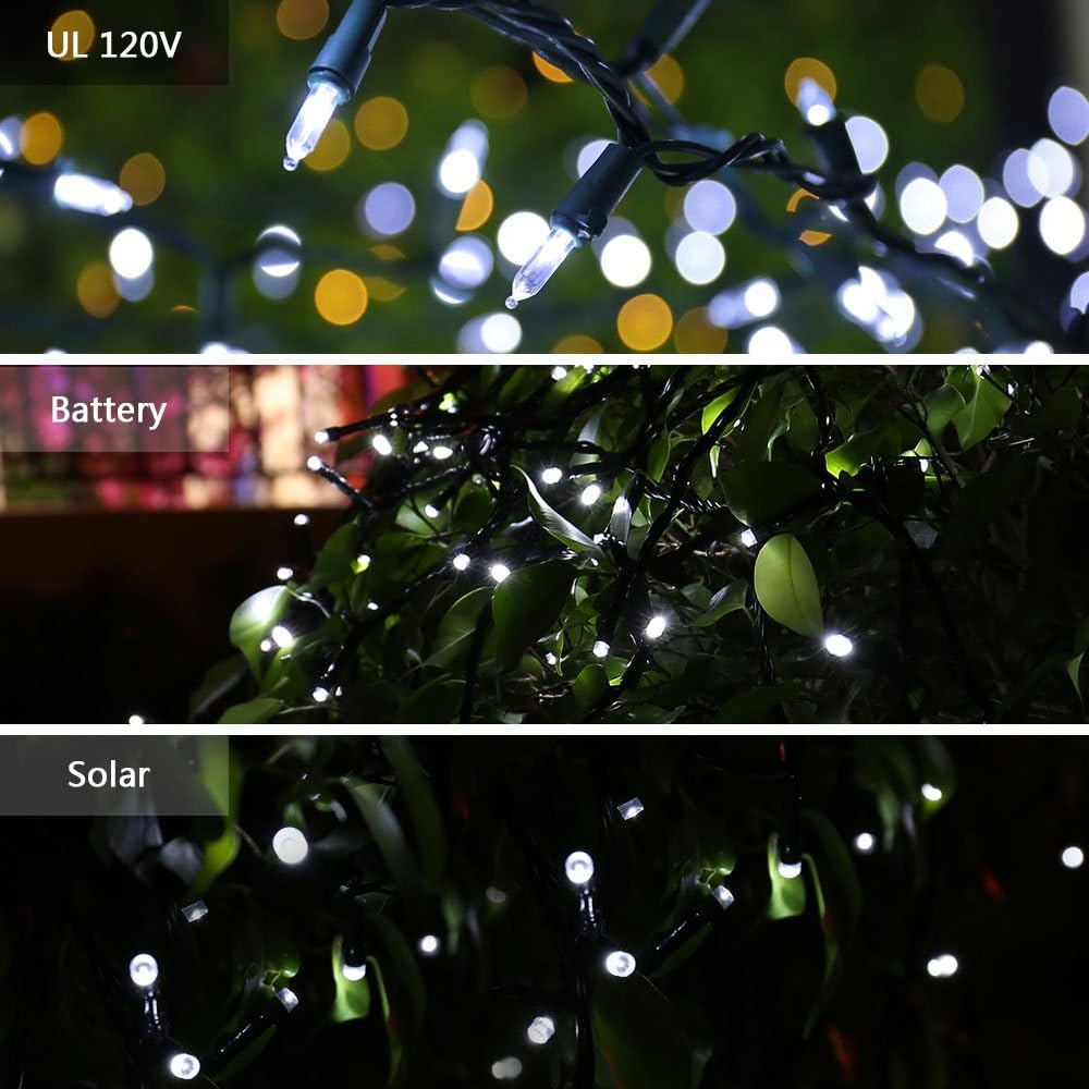 Brizled Christmas Tree Lights, 2 Pack 33ft 100 LED Christmas Lights, 120V UL Certified Connectable Xmas Light Indoor Outdoor, Clear Mini Light for Xmas, Tree, Home, Holiday, Green Wire, Bright White