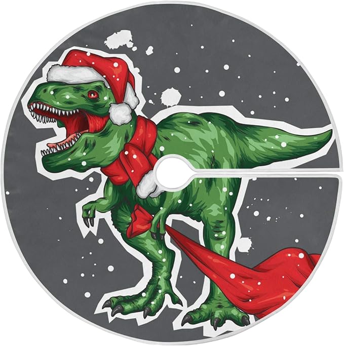 SUABO Christmas Dinosaur 48 Inch Christmas Tree Skirt, Soft Xmas Tree Mat for Party Decoration Holiday Decor Christmas Decorations Indoor Outdoor…