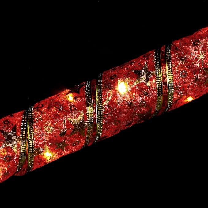 uxcell LED Lights Copper Wire Ribbon, 9.84Ft 30 Battery Powered Christmas Tree Decorations String for Party Weddings Christmas Tree (Red, Warm Light)