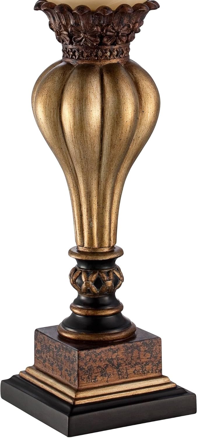 Regency Hill Sattley Traditional Accent Table Lamp 23 1/4" High Light Gold Uplight Floral Alabaster Glass Shade for Bedroom Living Room Nightstand Bedside Night Stand Office Kids Room