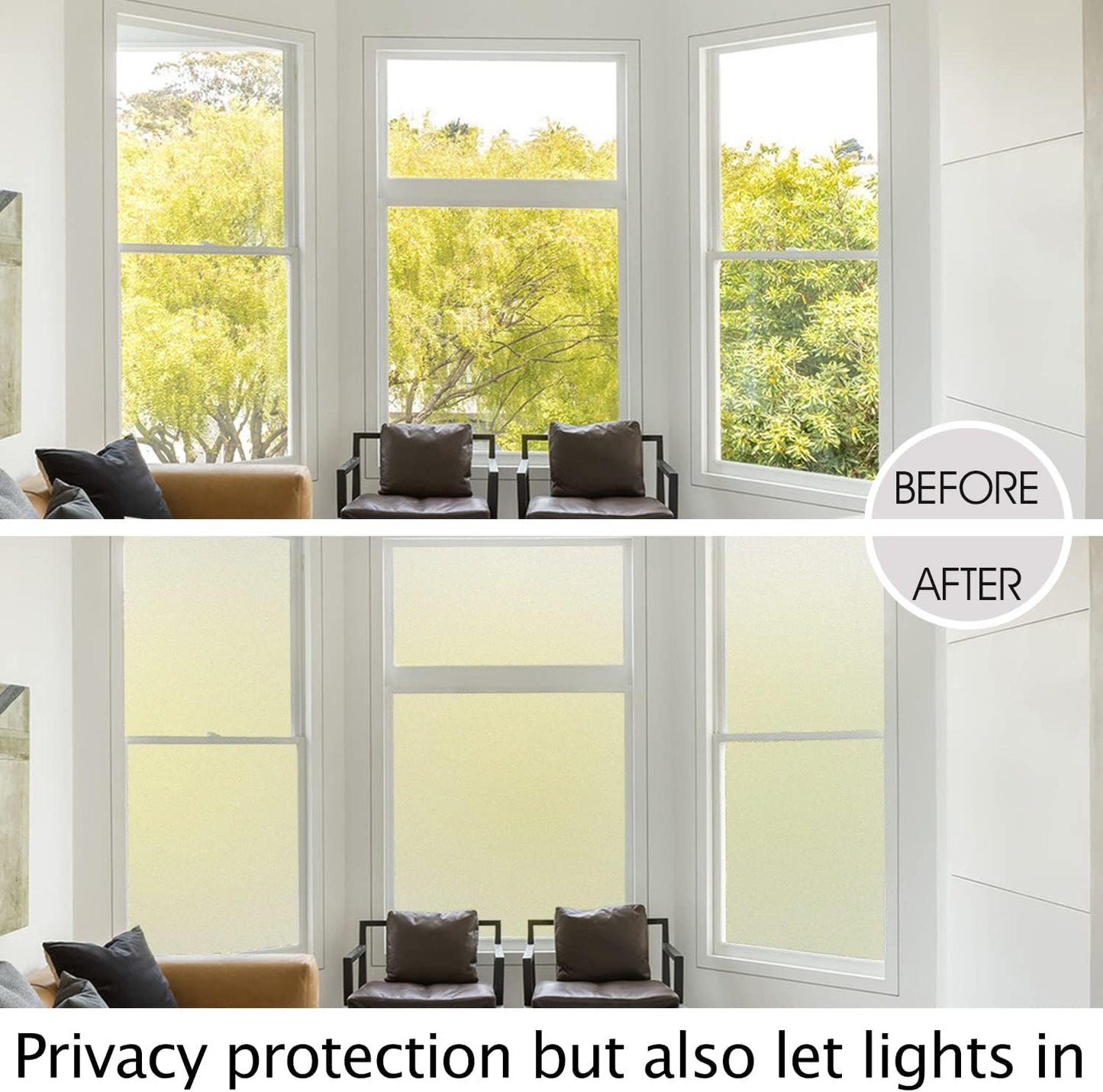 HIDBEA Frosted Window Privacy Film Heat Control UV Blocking, Static Cling Non-Adhesive Reusable Door coverings for Bathroom Home Office (Frosted 45.2 Inch x 6.5 Feet)
