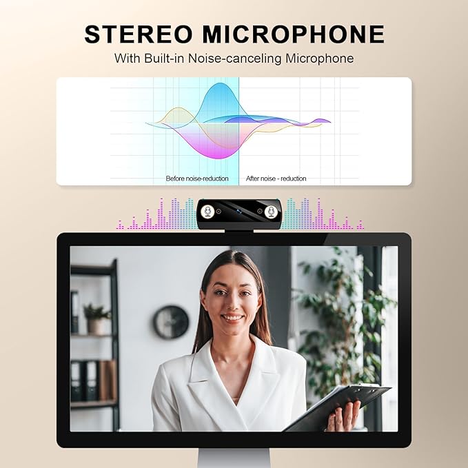 Webcam for PC, Full HD 1080P Video Calling, HD Light Correction, Works with Skype, Zoom, FaceTime, Hangouts, PC/Mac/Laptop/MacBook/Tablet