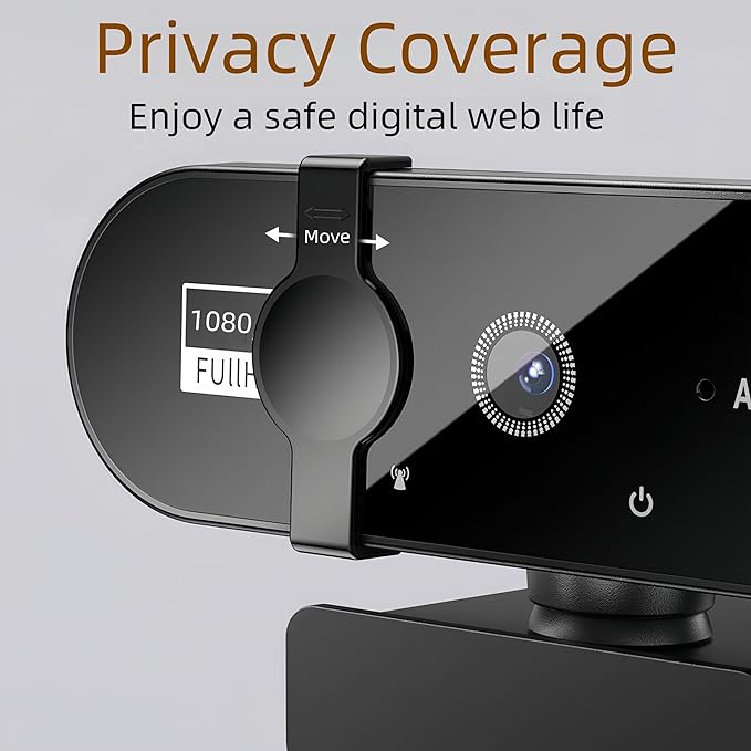 Full HD Webcam with Microphone, 1080P Webcam for PC, 90° FOV, Dual Microphone Streaming Web cam for Clear Stereo Audio, Plug and Play USB Web cam for Zoom/Skype/Teams, Conferencing and Video