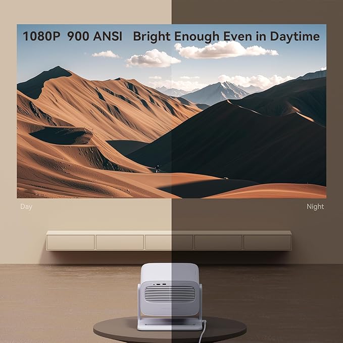 Wanbo Vali 1 Smart Projector, Android TV, Voice Control, 900ANSI, Native 1080P FHD, Auto Focus Keystone, 200° Stand, Wifi Bluetooth, 28dB, Portable Home Theater Outdoor Proyector