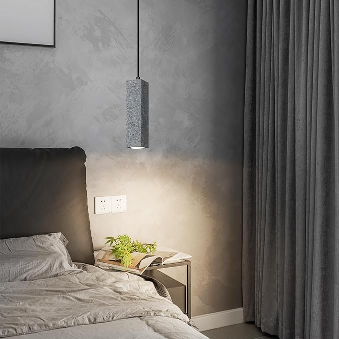 Modern Black Square LED Concrete Pendant Light Kitchen Islandceiling Light Fixture Pendant Lighting for Dining Room Coffee Club Resturant Bar Living Room(1-Pack)