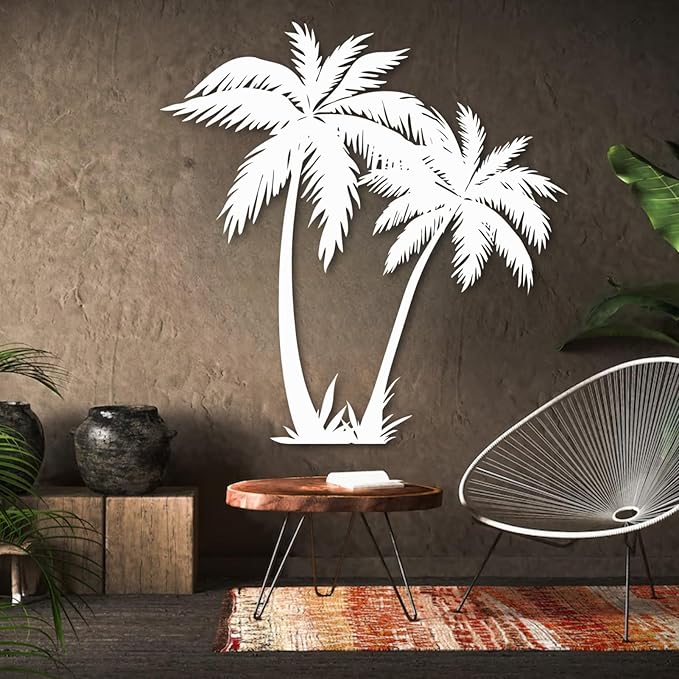 rumloch Palm Tree Wall Art, Palm Tree Metal Wall Decor, Tropical Metal Beach Wall Decor, Outdoor Wall Decorations for House (76×73 cm/30"×29" in, Black)