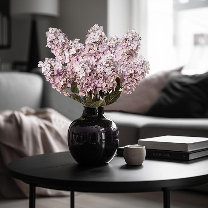 Fake Flowers Hydrangea Silk Flowers With Stems White Flowers Fake Flowers In Vase Hydrangea Artificial Flowers Winter Flowers Artificial For Decoration Vase Decor 24"（Light Purple ）8PCS Wthout Vase