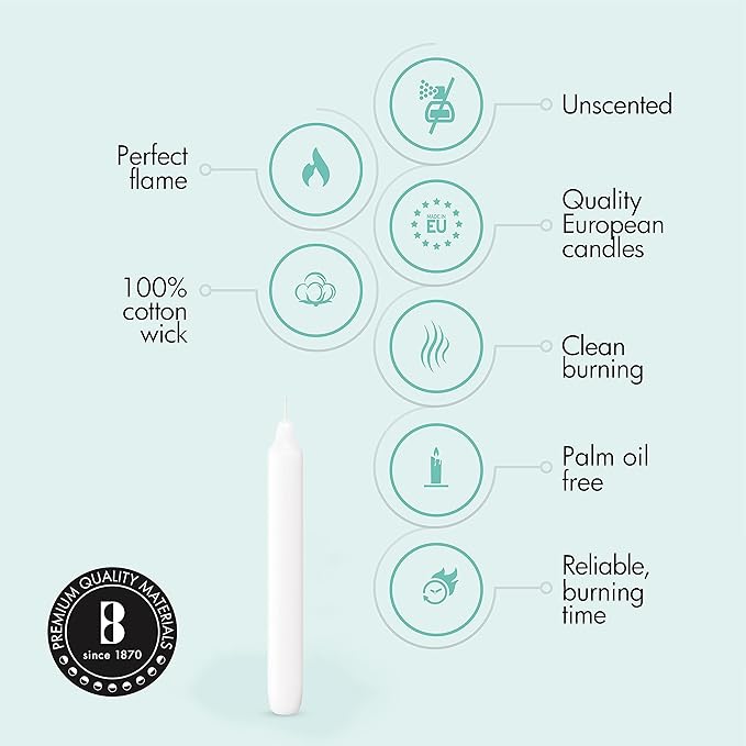 BOLSIUS White Candlesticks - 2 Packs = Total 90 Candles - 6+ Hours - Premium European Quality - Consistent Smokeless Flame - Unscented Dripless Dinner Candles