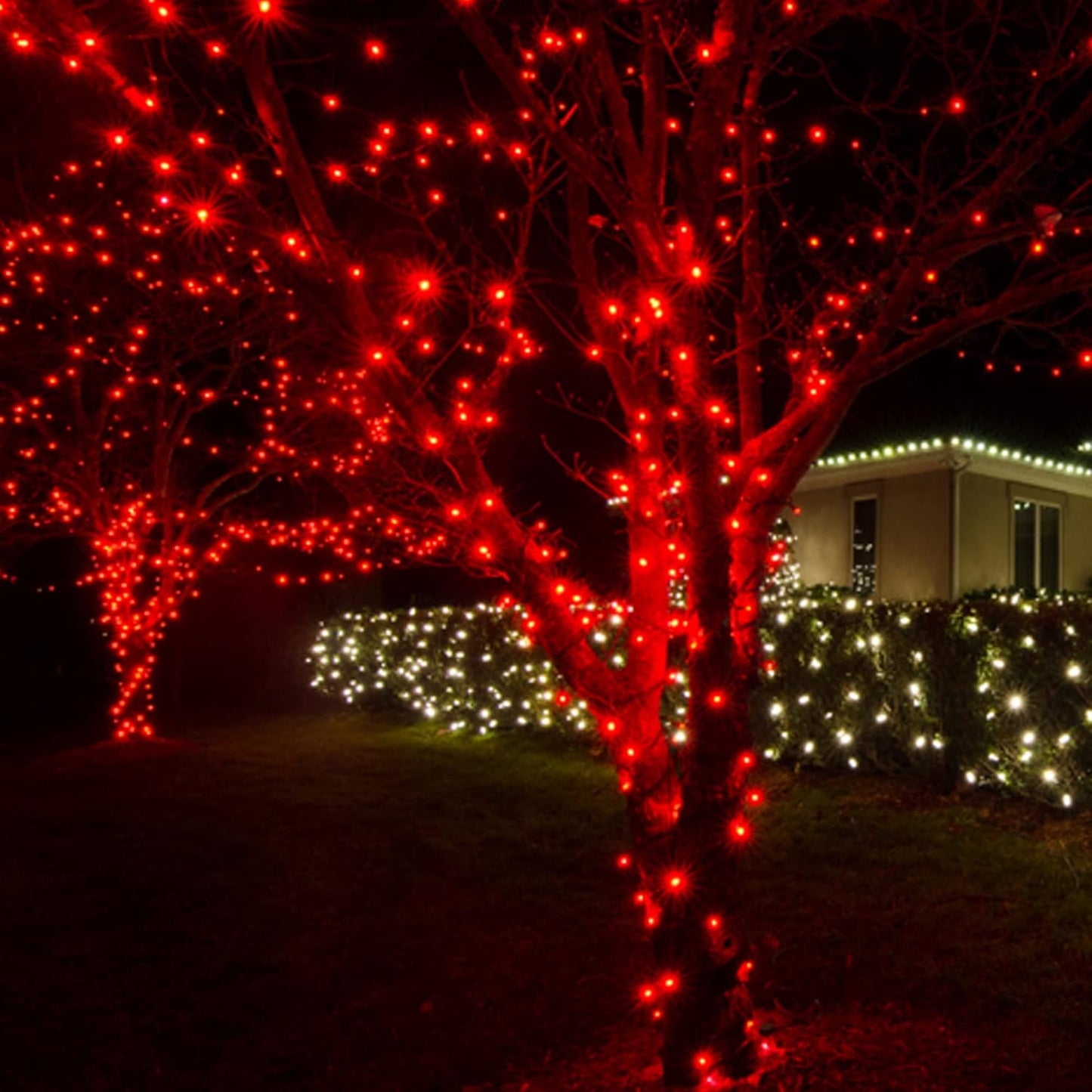 Dazzle Bright Christmas String Lights, 132FT 400 LED Connectable Green Wire 8 Modes String Lights, Waterproof Christmas Lights for Indoor Outdoor Patio Party Wedding Decorations, Red