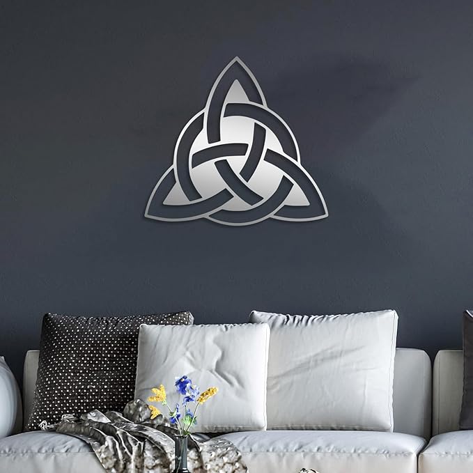 Celtic Wall Decor, Celtic Trinity Knot Metal Wall Art, Sacred Geometry Metal Wall Art, Celtic Symbol Wall Decor, Geometric Metal Decor, Metal Wall Art, Metal Wall Decor Living Room (Silver, 43"x40" | 109x100cm)