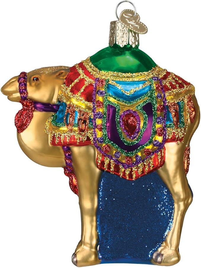 Old World Christmas Magi's Camel Glass Blown Ornament for Christmas Tree, Handcrafted Holiday Decoration, Religion Collection