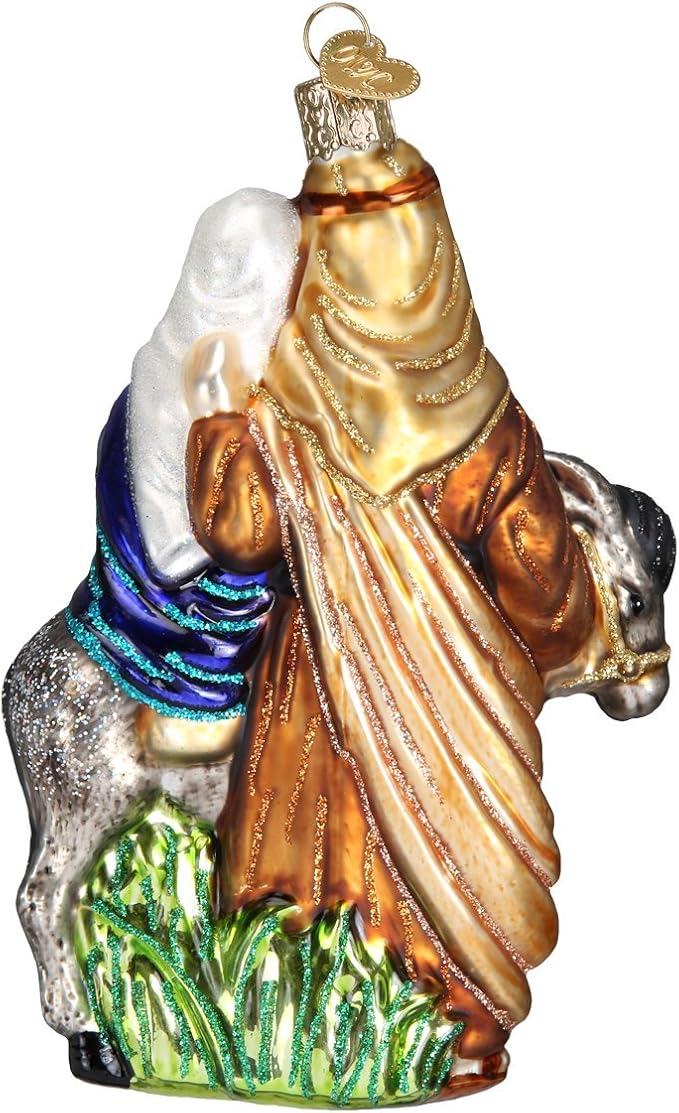 Old World Christmas Spiritual Gifts Flight to Egypt Glass Blown Ornament for Christmas Tree, Handcrafted Holiday Decoration, Religion Collection