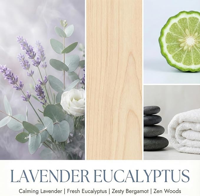 HomeLights Soy Wax Candles for Home Scented, 4-Wick Candles in Lavender Eucalyptus Scented, Aromatherapy Candles Gift for Parties, Relaxing, Scandinavian Minimalist Design, 18oz