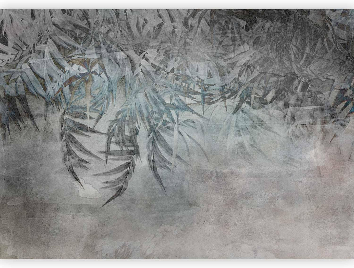 artgeist Wall Mural Leaves 197x138 in - XXL Non-Woven Wallpaper Fleece Wall Decor Photo Print Picture Image Design Palm Leaves Concrete Nature Grey b-C-10103-a-a