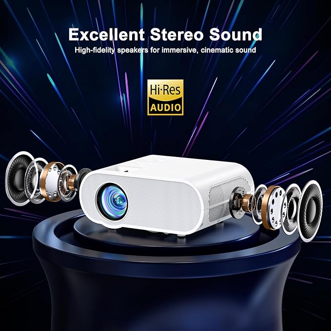 2500 ANSI Smart Projector, HOMPOW 4K Projector with WiFi and Bluetooth, Mini Projector, Built-in Streaming System, Projector with Apps, G.o.o.g.le Outdoor Projector, Home Projector for iOS/Android