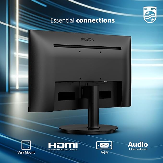 Philips New 24 inch Frameless Full HD (1920 x 1080) 100Hz Monitor, VESA, HDMI x1, VGA Port x1, Eye Care, 4 Year Advance Replacement Warranty, 241V8LB, Black