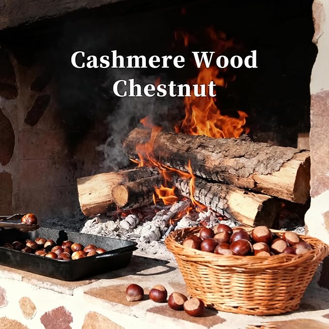 KRD Cashmere Wood Chestnut Candle, 6.4oz Strong Scented Candle, 42H Burn, Warm Woody Coconut Soy Wax Aromatherapy