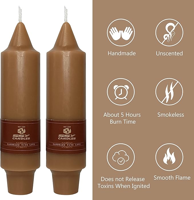 5 Inch Short Taper Candles Candle Sticks Handmade Unscented Set of 4 Spiral Taper Candles Twisted Candlesticks for Wedding Home Decoration(Brown)