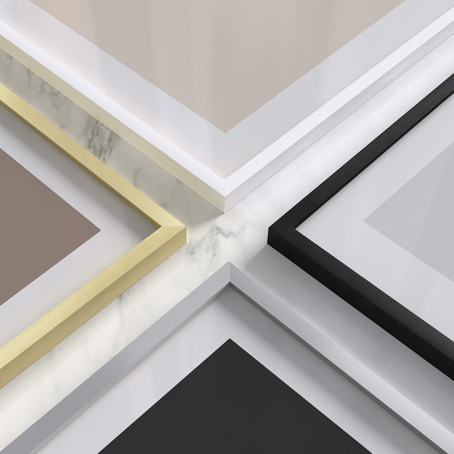 HAUS AND HUES 11x17 White Metal Picture Frames - Features Premium Aluminum, Vertical & Horizontal Hang, Shatterproof Plexiglass - Perfect for Home, Room, Office (11x17 in, White, Set of 6)