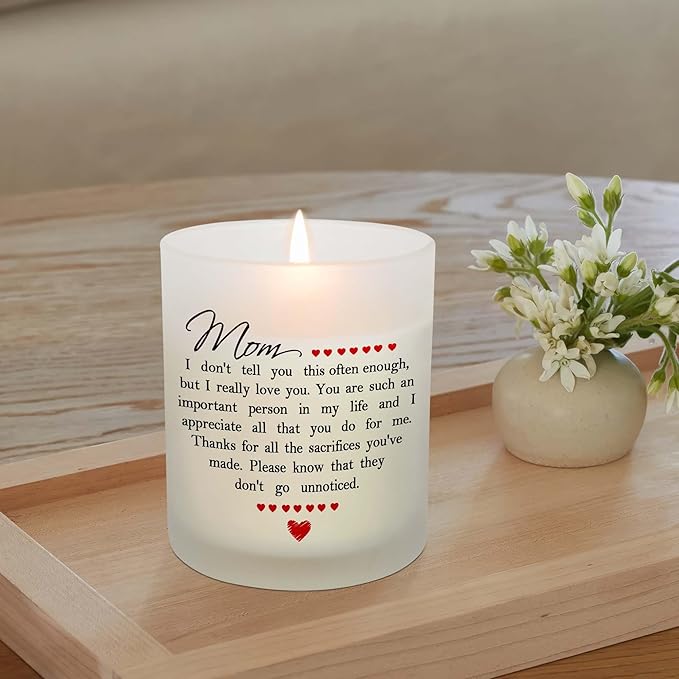 TEEZWONDER Christmas Birthday Gifts for Mom - Long Lasting Vanilla Lavender Candle 10 oz - Mom Gifts from Daughter Son, Mother Gift Ideas, Gift for Mama Mother in Law, Candles for Women
