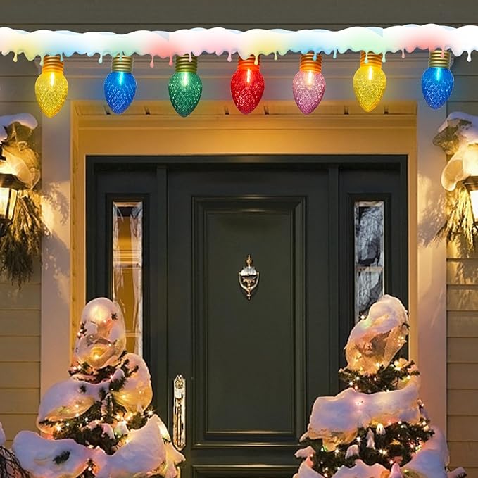 16Ft Jumbo LED Multicolor Christmas String Lights Outdoor with 10 LED Strawberry Bulb, Connectable Hanging String Lights for Indoor Home Outdoor Porch Patio Eave Xmas Trees Roofline Decorations