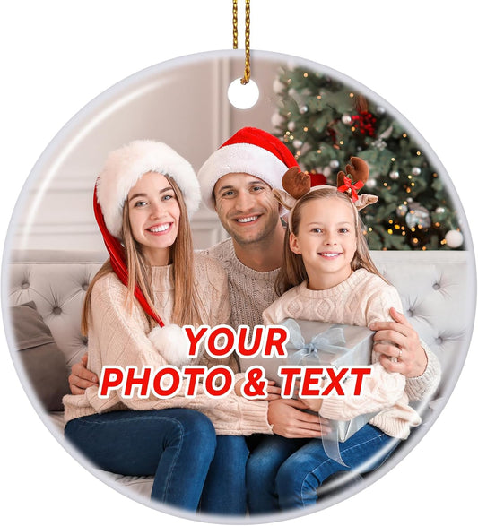 Personalized Christmas Ornaments 2025, Custom Photo Text Ornament Keepsake Gift for Christmas Tree Decorations, Baby Shower, Engagement, Wedding, Birthday