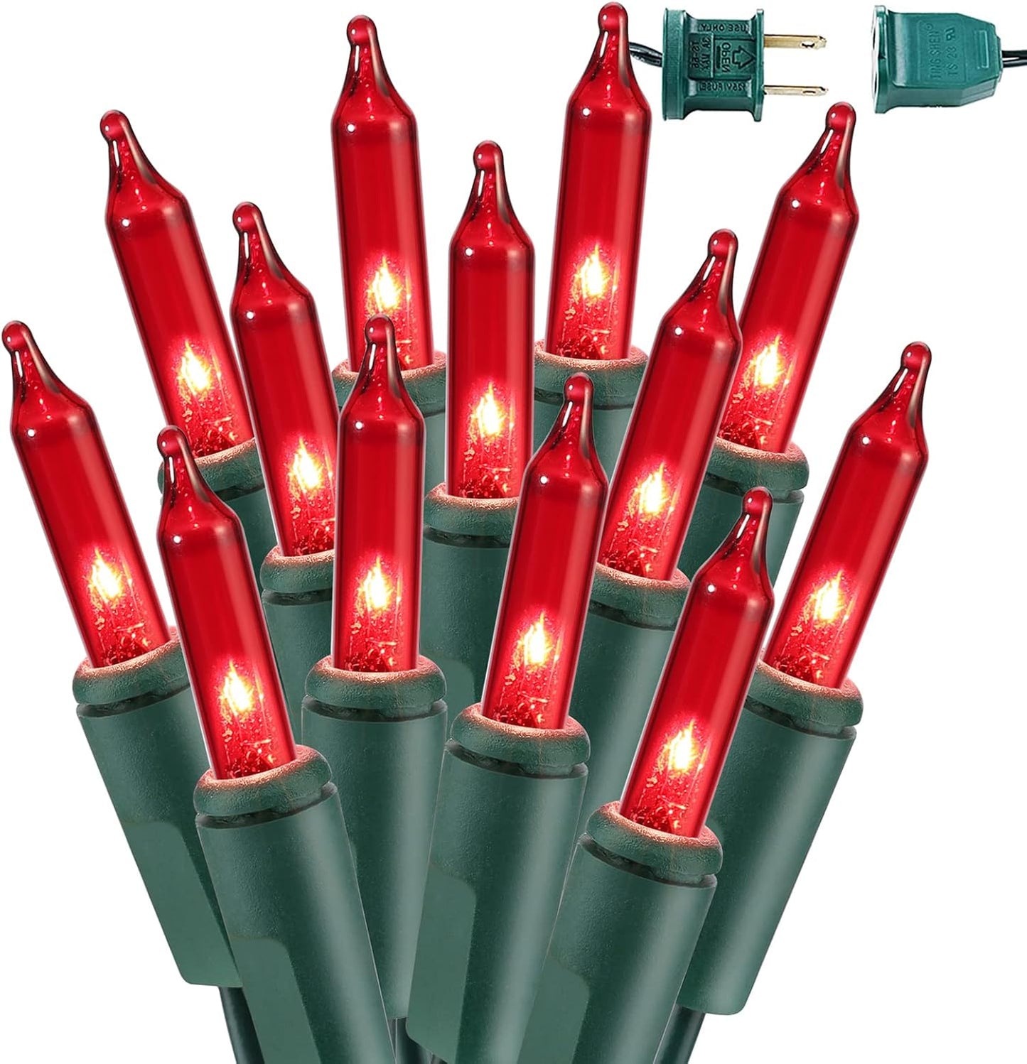 BrizLabs Red Christmas String Lights, 69.6ft 300 Count Christmas Lights, 120V UL Certified Connectable Incandescent Mini String Lights Indoor Outdoor for Xmas Tree Garden Patio Decor