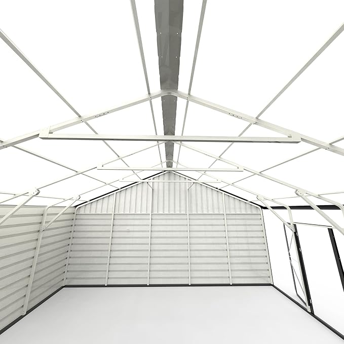 25x33 Outdoor Storage Shed, Extra Large Metal Garage Building, Heavy Duty Double Garage Shed with Side Door & 16 GA Steel Frame, Waterproof 2 Car Sheds for Car, Truck, Bike, Tool Storage, Cream