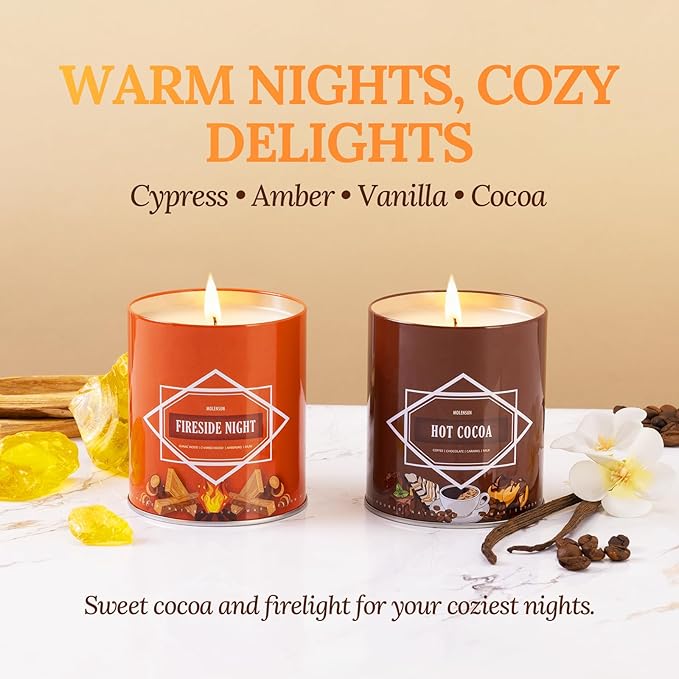 Fall & Winter Candles Gift Set – 54oz (6×9oz) Soy Candles with Seasonal Scents: Cinnamon Clove, Spice Pumpkin, Hot Cocoa, Apple Pie, Hello Fall, Fireside Ember – Christmas, Holiday & Birthday Gifts