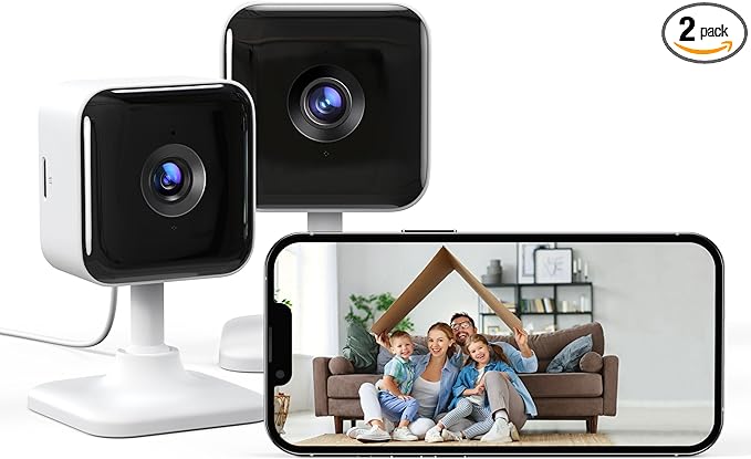 GNCC 2K Indoor Security Camera, 2 Packs Cameras for Home Security Wi-Fi Cameras, Motion/Sound Detection, Night Vision, 2-Way Audio, Real-Time Alert, Cloud & SD Card Storage, 2.4G WiFi Only