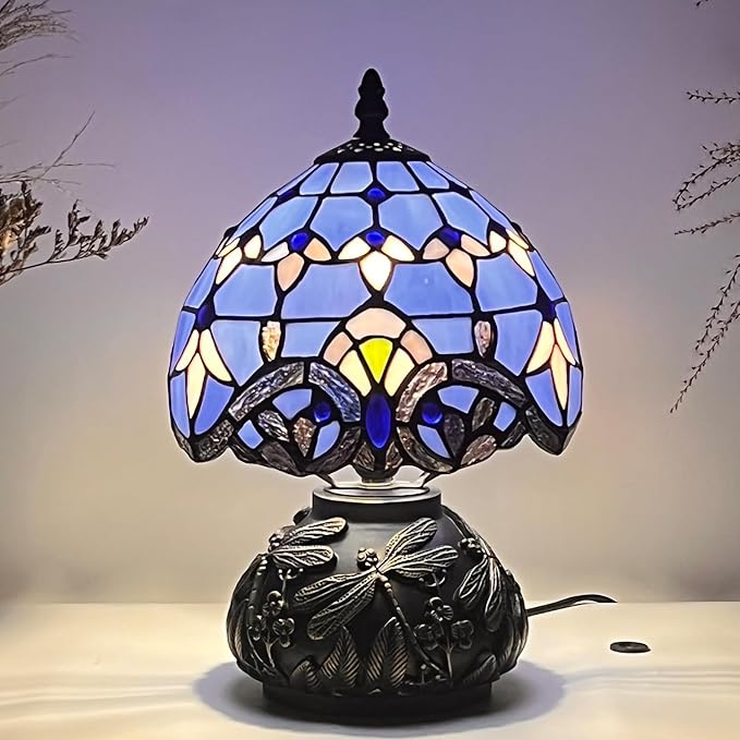 Table Lamp Base Replacement Only, Wide 4 Height 12 Inch, Fit for 6, 8, 10 Inch Tiffany Style Stained Glass Lampshade, Dark Bronze Finish,Resin, Push Switch On Cord(H (W4H12 Inch))