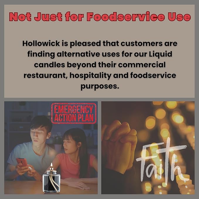 Hollowick Disposable Liquid Candles, 17 Hour, for Use in Glass Votive Tealight Lamp Holders, Restaurant Wedding Table Top Lights, Child Resistant Closures, 12 Pieces, Clear Fuel Oil HD17-12M