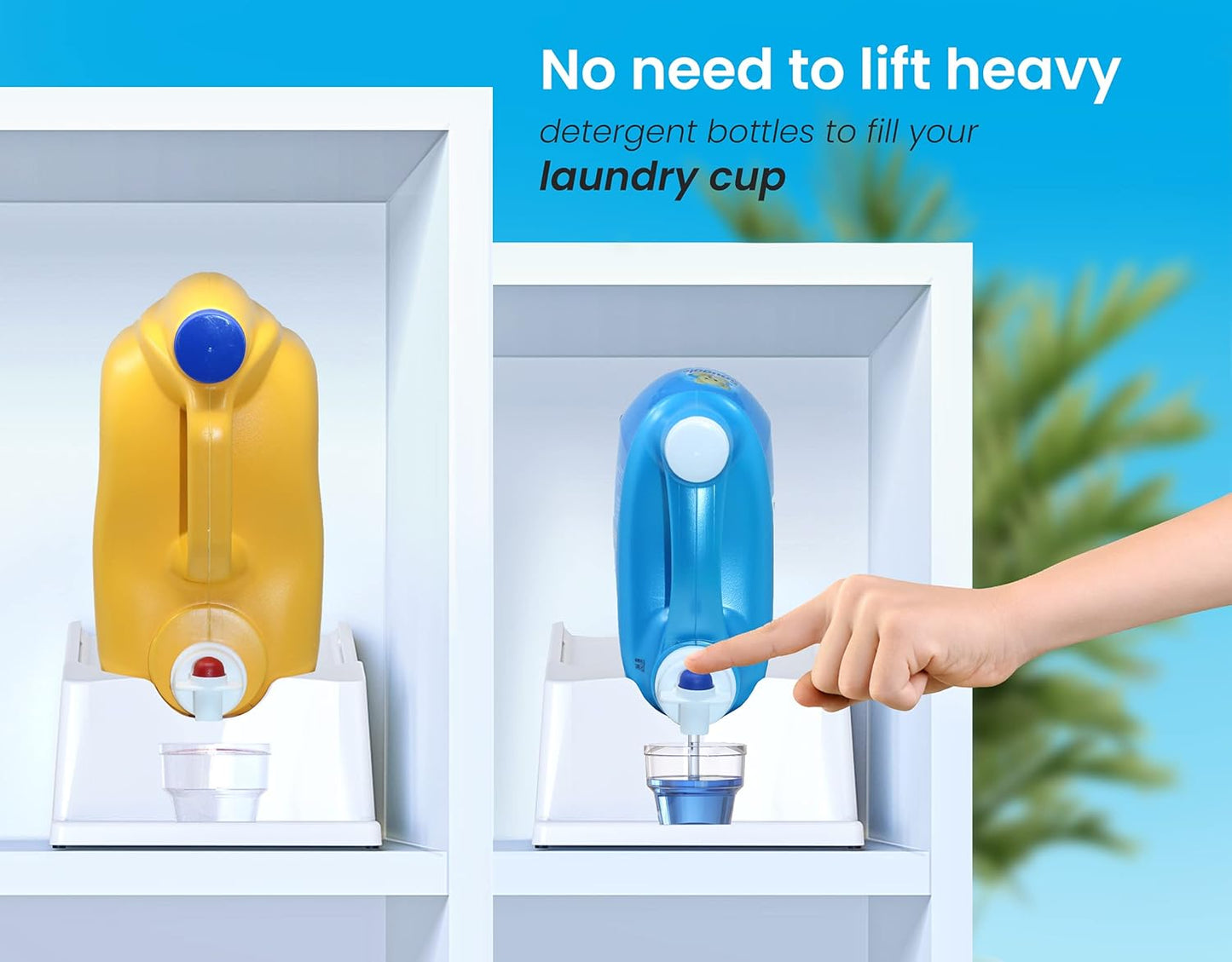 TidyFriend No-Spill Liquid Laundry Detergent Dispenser Holder, Laundry Soap Dispenser Holder with Drip Tray for Laundry Room Organization (No Strap, White)