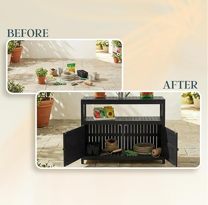 DTY Outdoor Living Longs Peak Eucalyptus Wood Sideboard Table, Outdoor Buffet Cabinet with Storage, Espresso Oil Weather-Resistant Finish