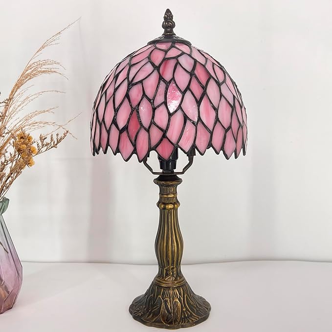 Table Lamp Base Replacement Only, Wide 4 Height 15 Inch, Fit for 6, 8, 10 Inch Tiffany Style Stained Glass Lampshade, Dark Bronze Finish,Resin, Push Switch On Cord(B (W4H15 Inch))