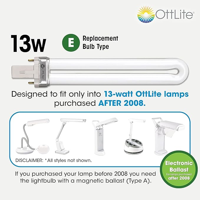 OttLite 13W Slimline Desk Lamp - Home, Office, Bedroom, or Reading (White)